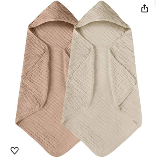 Yoofoss Hooded Baby Towels for Newborn 2 Pack 100% Muslin Cotton Baby Bath Towel with Hood for Babies, Infant, Toddler and Kids, Large 32x32Inch, Soft and Absorbent Newborn Essential