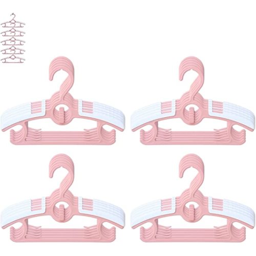 Baby Nursery Closet Hangers, Ultra Thin Non-Slip and Extendable Laundry Infant Pant Hanger for Newborn Clothes - 20pcs11-14" Pink Adjustable Children Coat Hanger for Girl Boy Toddler Kids Child
