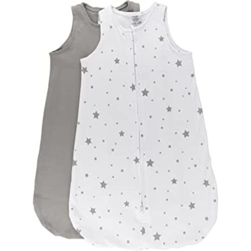 Ely's & Co.100% Cotton Wearable Blanket Baby Sleep Bag 2 Pack Grey Stars 6-12 Months