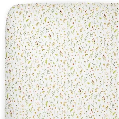 Little Unicorn 100% Certified Natural Organic Cotton Muslin Crib Sheets | Breathable, Naturally Soft Fabric (Floral Field)