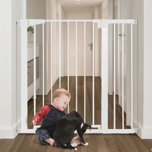 Baby Safety Gate, Caveen 36" Tall, 29.5-40.6" for Stairs and Doorway,Pressure Mount Baby Gate for Ages 6 to 36 Months, White