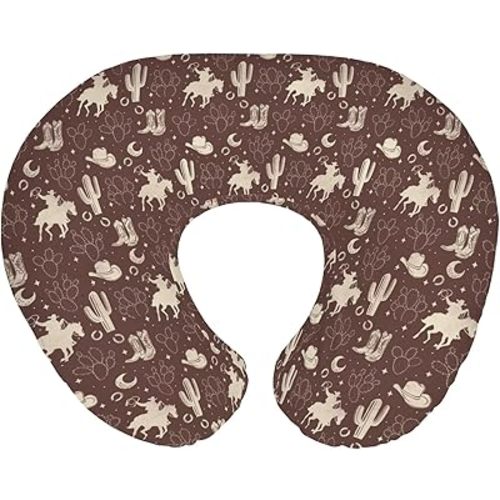 Vintage Western Cowboy Baby Nursing Pillow Covers for Boy Girl Cowboys Boots Hat Horse Cactus Moon Nursery Pillowcase for Breastfeeding Pillows Wild West Desert Soft Stretchy Slipcovers for Newborn