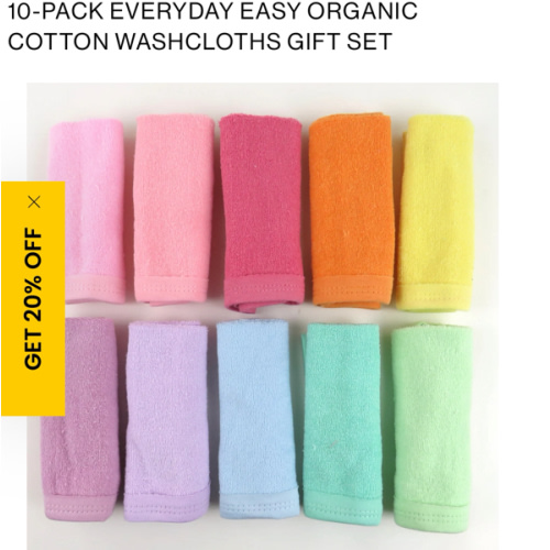 10-Pack Organic Cotton Baby-Terry Wash Cloths, Bright White | Honest Baby Clothing