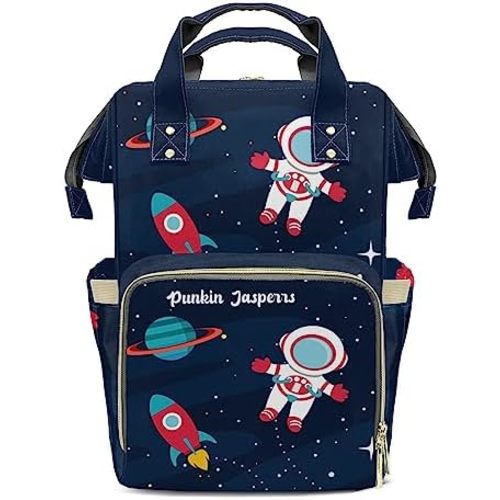 Astronaut Outer Space Rocket Ship Personalized Large Capacity Diaper Bags,Custom Name Backpack Casual Daypack Bag Nappy Bag Gifts