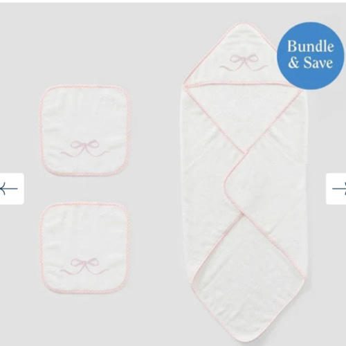Personalized Baby Bath Bundle | Pink Bow (3 pieces) | Weezie Towels