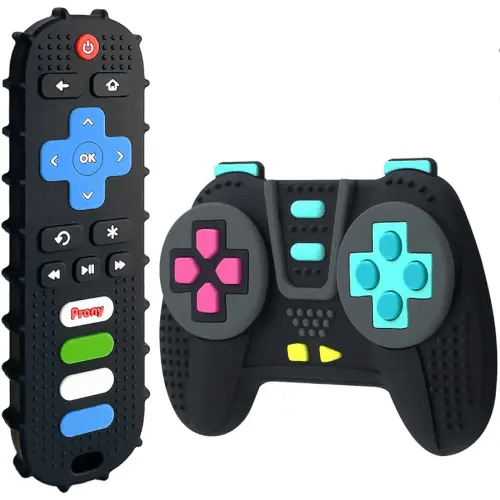 PRONY Silicone Remote Control and Game Controller Teething Toys for Baby 3 Months and Up,Sensory Teether Toys for Toddler Boy and Girl