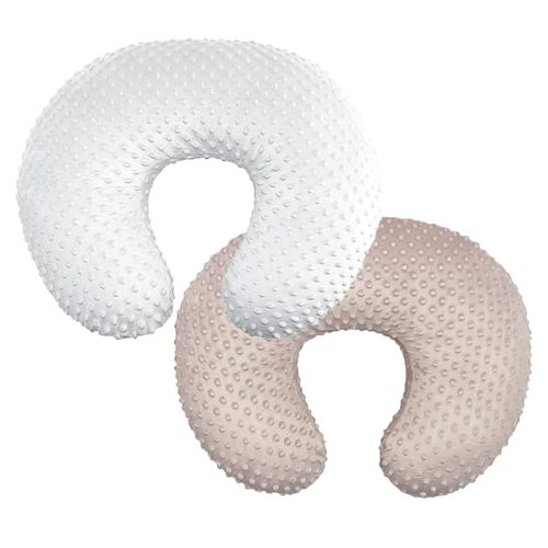 2Pack Nursing Pillow Covers Set White&Khaki Breastfeeding Pillow Slipcover