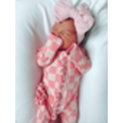 Strawberry/Rosy Checkerboard / Organic Frill Zip Footie – SpearmintLOVE