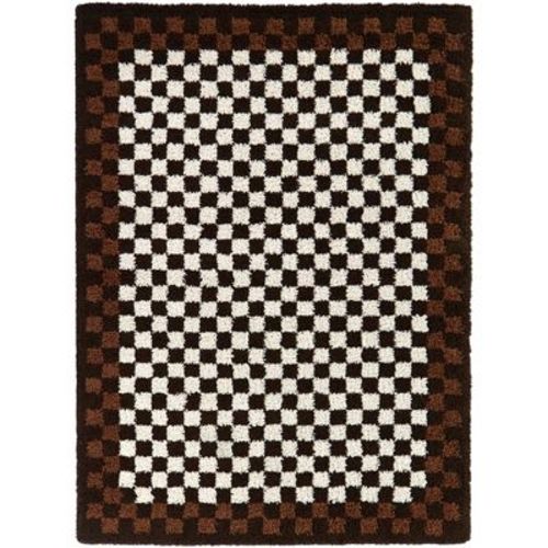 Balta Rugs 5'3"x7' Checkered Border Kids' Rug Rust: Fade & Stain-resistant, High Pile, Oeko-tex Certified, Pet Friendly