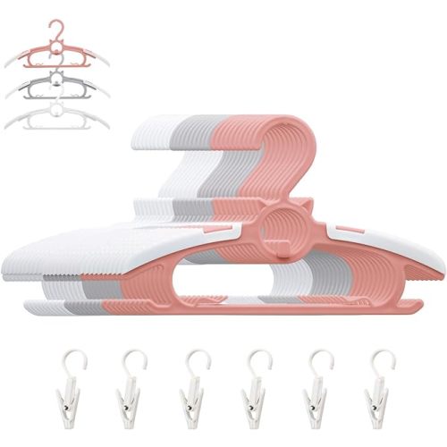 Baby Nursery Closet Hangers, Ultra Thin Non-Slip and Extendable Laundry Infant Pant Hanger for Newborn Clothes 30pcs 11"-14'' Adjustable Children Coat Hanger for Girl Boy Toddler Kids Child C
