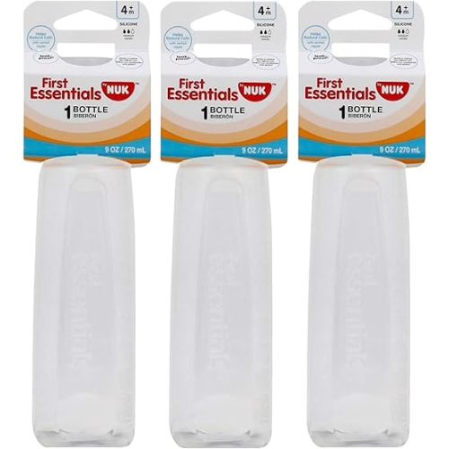 Gerber First Essentials Clear View BPA Free Plastic Nurser With Latex Nipple, Blue/Green, 9 Ounce, 3 Pack