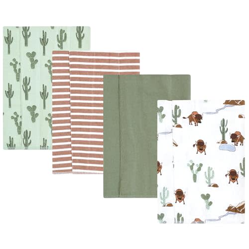 Hudson Baby Unisex Baby Cotton Flannel Burp Cloths 4-Pack, Wilderness, One Size