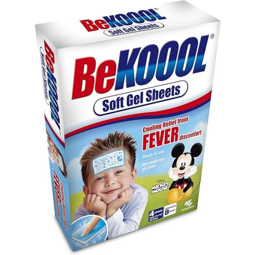 Be Koool Fever Soft Gel Sheets For Kids, Immediate Cooling Relief from Fever Discomfort, 12 Sheets
