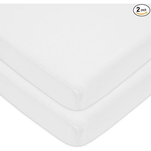 American Baby Company 2 Pack Fitted Pack N Play Playard Sheet 27" x 39", Soft Breathable Neutral 100% Cotton Jersey Pack and Play Sheet, White, for Boys and Girls, Fits Most Mini Crib