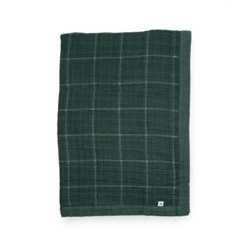 Cotton Muslin Baby Quilt - Evergreen Plaid