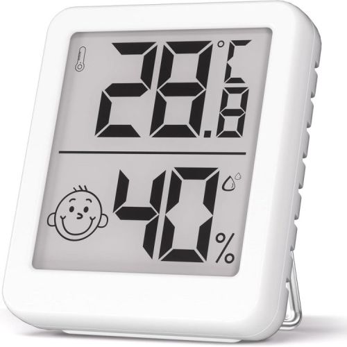 Digital Hygrometer Indoor Thermometer with High Accuracy Sensor Comfort Indicator for Home Bedroom Baby Room and Greenhouse, White