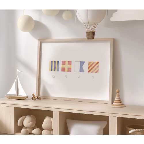 Nautical Flags Nursery Sign | Personalized Printable Nautical Nursery Wall Art | Baby Boy Nursery Wall Art | Printable Custom Name Art