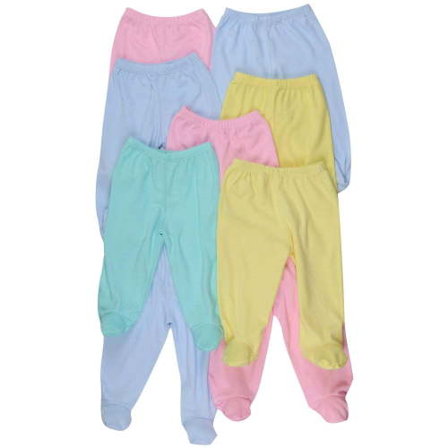 ToBeInStyle Babys 4-Pack Casual Ultra-Soft Cotton Infant Footed Pants - Pastel - 3-6 Months Old