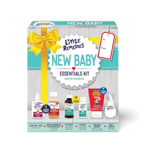Little Remedies, New Baby Essentials Kit, 6 Newborn Essentials, Saline Nasal Spray, Gas Relief Drops, Gripe Water, Fever Reliever, & Diaper Ointment