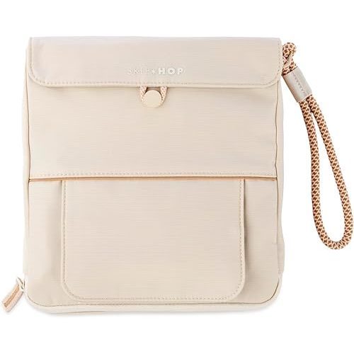 Skip Hop Travel Baby Changing Pad with Easy-Clean Surface, Covers Public Changing Stations, Wipes Pocket, Diaper Storage, Disposable Bag Dispenser and Magnetic Wipes Pocket, Clean Slate, Oat