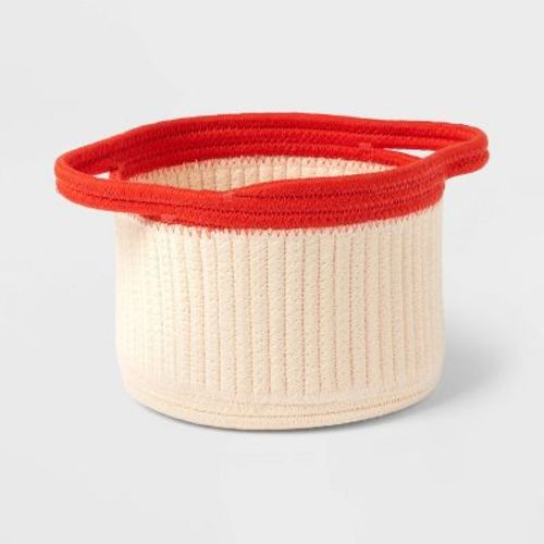 Small Coiled Rope Kids' Storage Basket Cream And Red - Pillowfort™