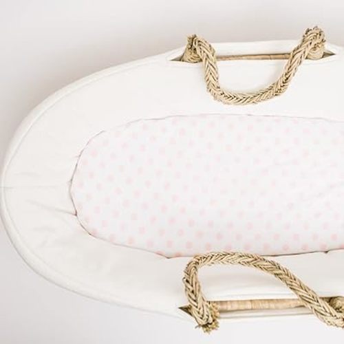Pink Bassinet Fitted Sheet - 100% Cotton for Baby Girl - Chevron, Polka Dot, Stripe Universal Fitted Cover Sheets (Polka Dot)