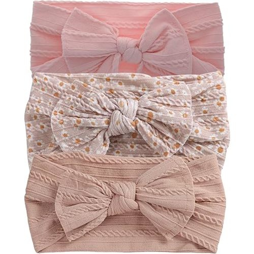 Baby Girls Soft-Elastic-Nylon-Headbands Big-Bows-Hairbands Headwraps Hair Accessories for Newborns Infants Toddlers Kids
