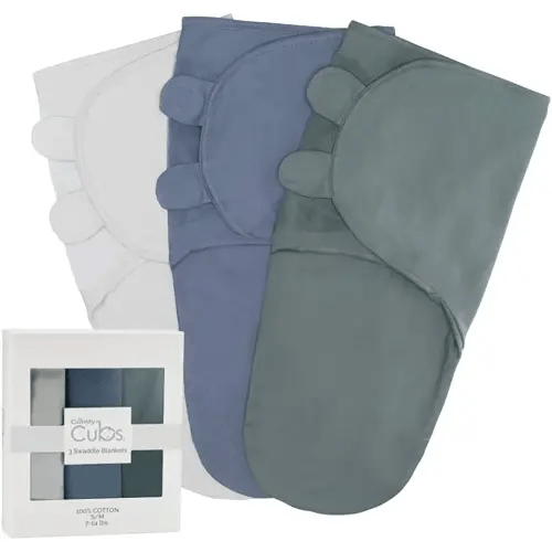 Comfy Cubs Swaddle Blanket Baby Girl Boy Easy Adjustable 3 Pack Infant Sleep Sack Wrap Newborn Babies (Small 0-3 Months, Stone, Nomadic Blue, Azul)