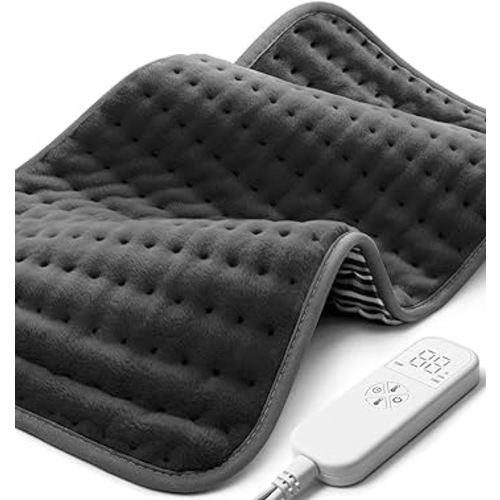 Heating Pad for Back, Neck and Shoulder Pain Relief, Electric Heat Pads for Cramps with 6 Heat Settings, Auto Shut-Off, Moist Dry Heat Options, Machine Washable, 12" x 24", Gifts for Women Men