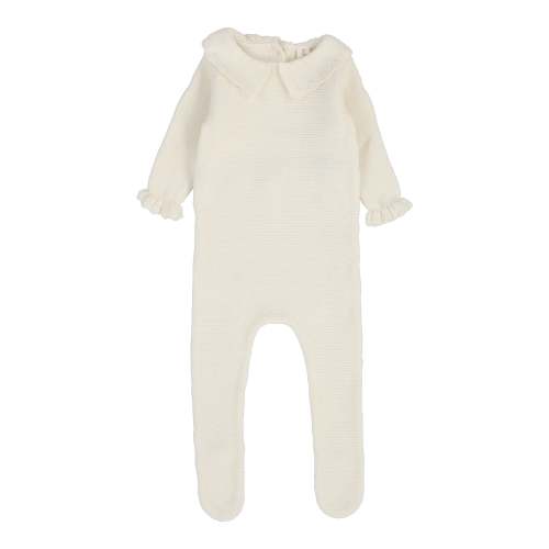 Lilette Cream Knit Collar Ruffle Footie