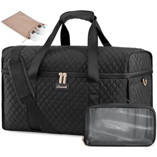 LOVEVOOK Travel Duffle Bag, Weekender Bags For Women, Carry On Duffel Bags For Airplanes, Overnight Bag With Toiletry Bag, Hospital Bag for Labor and Delivery, Yoga Gym Bag with Wet Pocket, 3Pcs Set