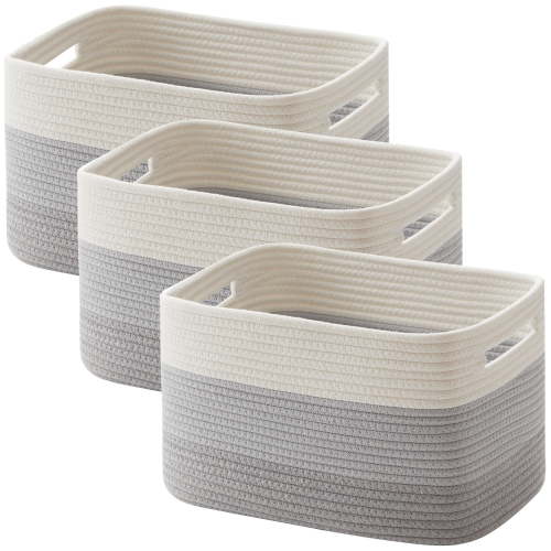 CHERISHGARD Storage Basket, Laundry Basket 3 Pieces, Woven Baskets for Storage for Toys, Towel