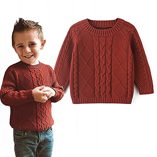 Curipeer Baby Boys' Girls' Cable Knit Sweater Long Sleeve Solid Pullover Toddler Crew Neck Fall
