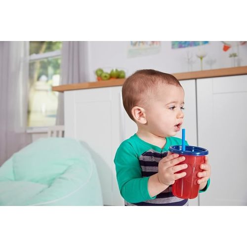 The First Years Take & Toss Toddler Straw Cups - Spill Proof and Dishwasher Safe Toddler Cups with Straws - Toddler Feeding Supplies - 10 Oz - 4 Count - Neon Rainbow - one size