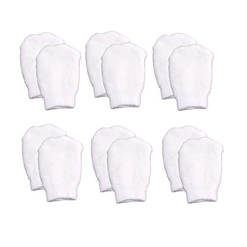 White Newborn Baby Mittens by Nurses Choice (Includes 6 Pairs of No Scratch Cotton Mittens)