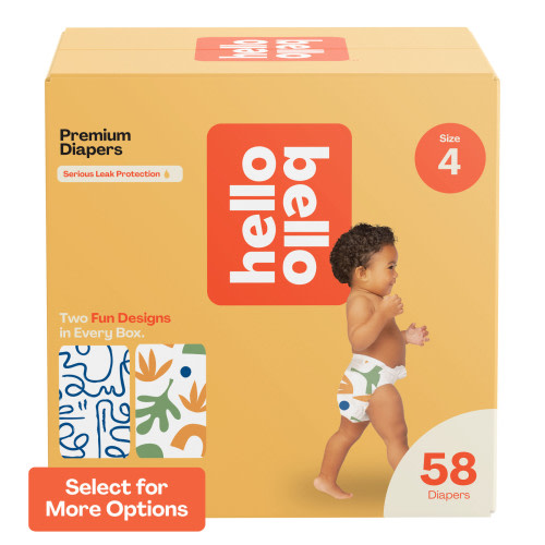 Hello Bello Leak-Proof Premium Baby Diapers, Size 4, 58 Count, Emily & Elijah Designs