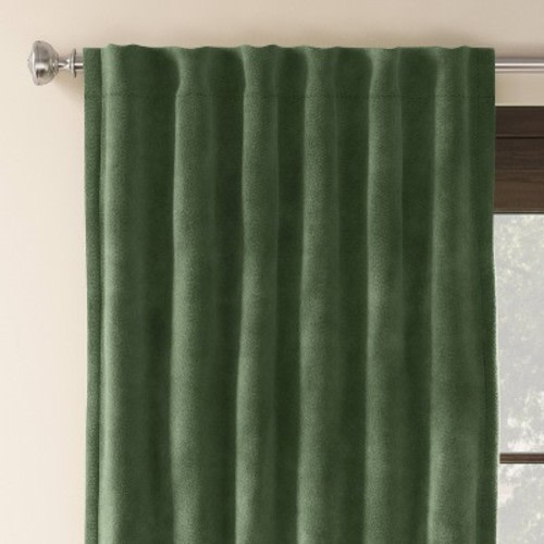 2pk Blackout Velvet Curtain Panels - Threshold™, Color: Green, Size: 50"x84"