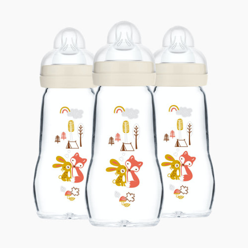 MAM Feel Good Medium Flow Premium Glass Bottle (3 Pack) - 9oz
