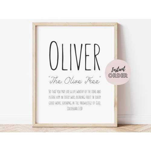Oliver Name Meaning Sign, Biblical Name Definition, Oliver Name Printable, Oliver Meaning Print, Oliver Name Sign