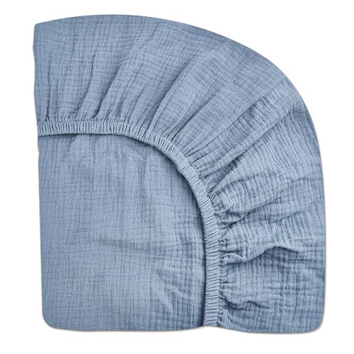 Crib Sheets for Boys Girl, Fitted Baby Toddler Bed Sheets 28" x 52", Neutral Muslin Cotton Crib Mattress Bedding Soft and Breathable Comfort (Costume Blue)
