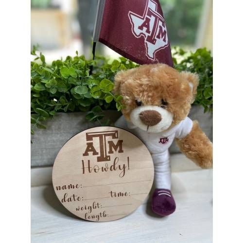 Texas Aggie Baby Monthly Wooden Milestone Gig&#39;em sign-Monthly Milestone Marker-Aggie Baby Shower - Aggie baby gift - 3D Milestone Cards