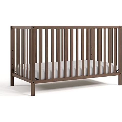 Storkcraft Morningside 5-in-1 Convertible Crib (Hazelnut) – GREENGUARD Gold Certified Baby Crib, Fits Standard Crib Mattress, Easy 30-Minute Assembly, Converts to Toddler Bed and Full Bed
