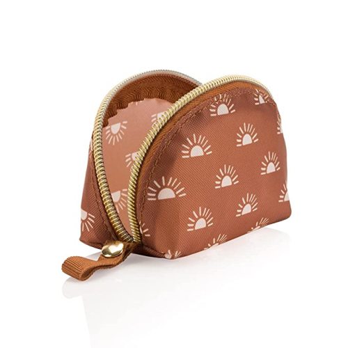 Itzy Ritzy Everything Storage Pouch; Holds 2 Pacifiers; Snap Handle Attaches to Diaper Bag, Stroller or Purse; Pouch Can Also Hold Earbuds, Chargers, Change or Disposable Bags; Terracotta Sunrise