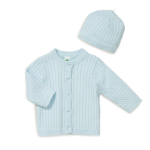 Unisex Cable-Knit Cardigan & Hat Set - Baby