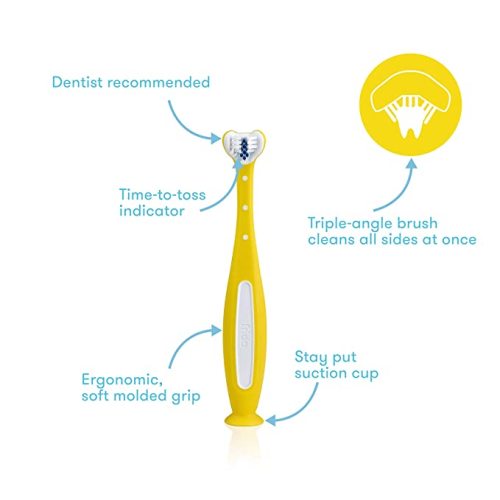 Frida Baby Triple-Angle Toothhugger Training Toothbrush for Toddler Oral Care - 1 Count (Pack of 1) - Yellow