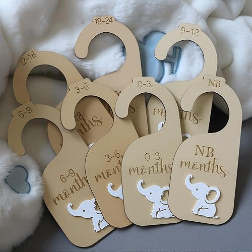 Baby Closet Dividers Unisex Adorable Wooden Baby Clothes Organizer for Nursery Clothes Size Age Dividers from Newborn to 24 Months