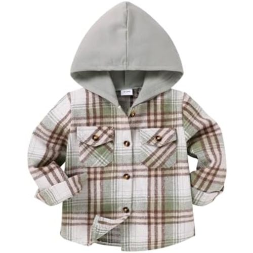 YOUNGER STAR Toddler Kids Boys Girls Flannel Hooded Plaid Shirt Button Baby Red Plaid Shirt Plaid Shirt Hooded Clothes