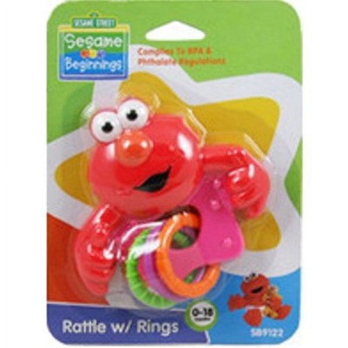 Sesame Street Baby Elmo Rattle with Rings, BPA Free for Infants