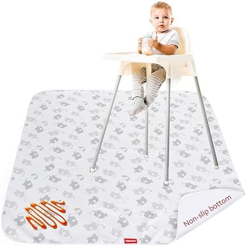Splat Mat Mealtime Under High Chair Mat for Baby Feeding Set, Anti-Slip Portable Picnic Mat for Baby Art/Crafts/Playtime Table Cloth, Machine Washable and Waterproof Splash Mat, 46x42
