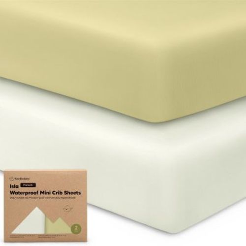 Keababies 2pk Isla Waterproof Mini Crib Sheets For Boy, Girl, Soft Pack And Play Sheets For Graco Pack And Play Mattress (oregano)